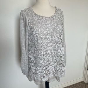 Women’s Medium blouse, light gray, Saks Fifth Avenue